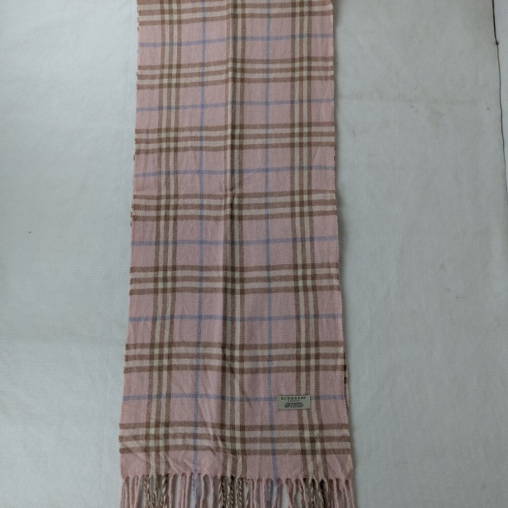 Burberry Cashmere Nova Check Plaid Scarf Pink Unisex | Designer Winter Wear - Picture 5 of 8